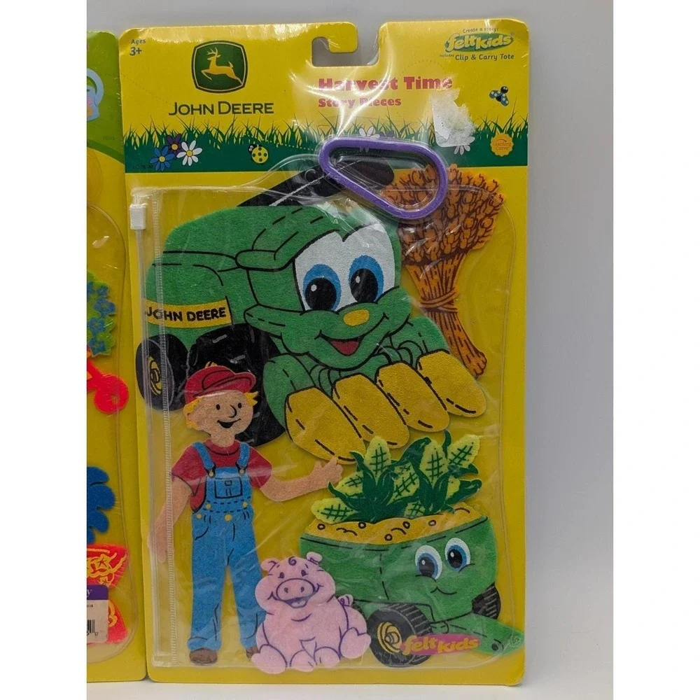 Felt Kids John‎ Deere Garden Clip Carry Tote Lot of 2 Sealed 2002 2003